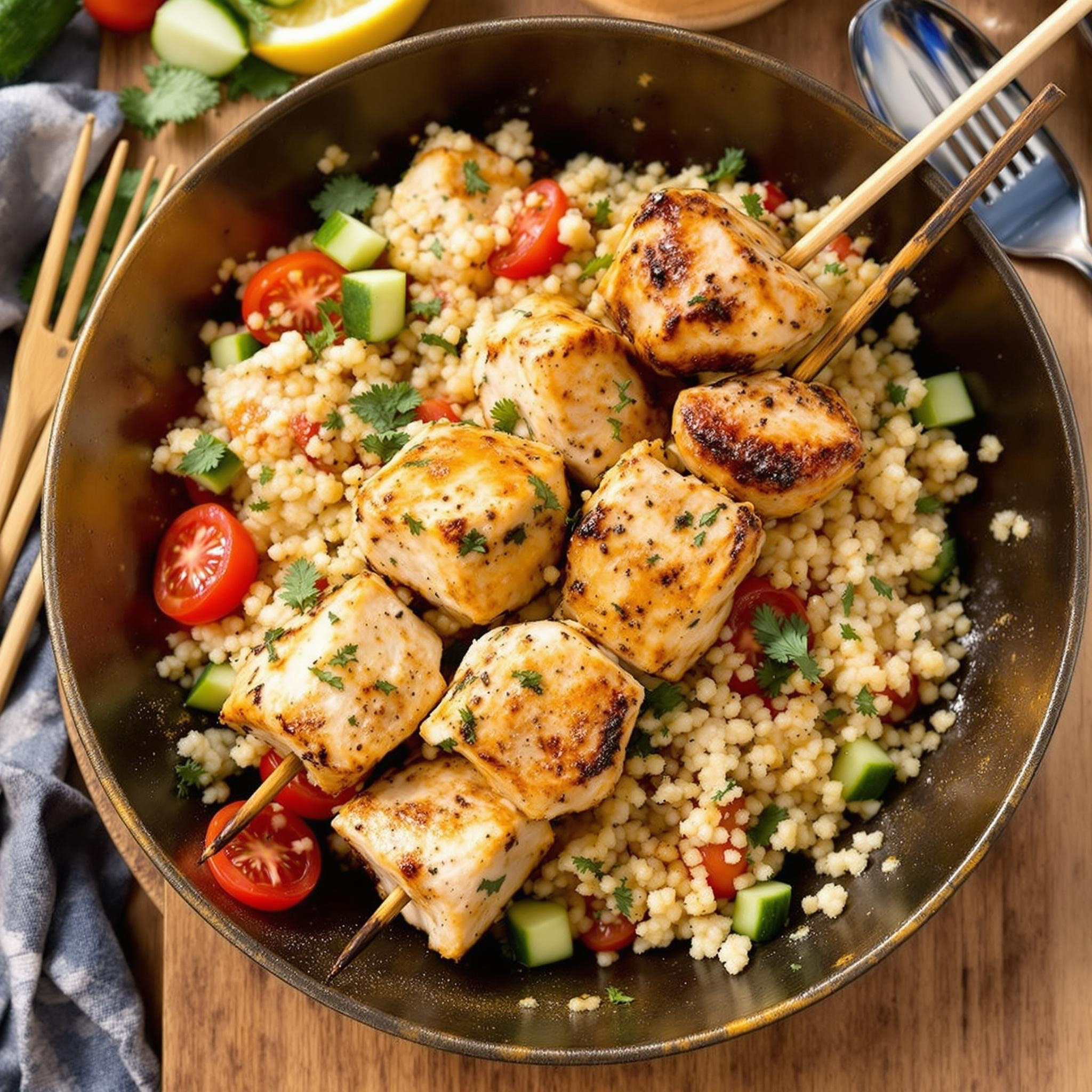 Chicken Skewers with Minted Couscous