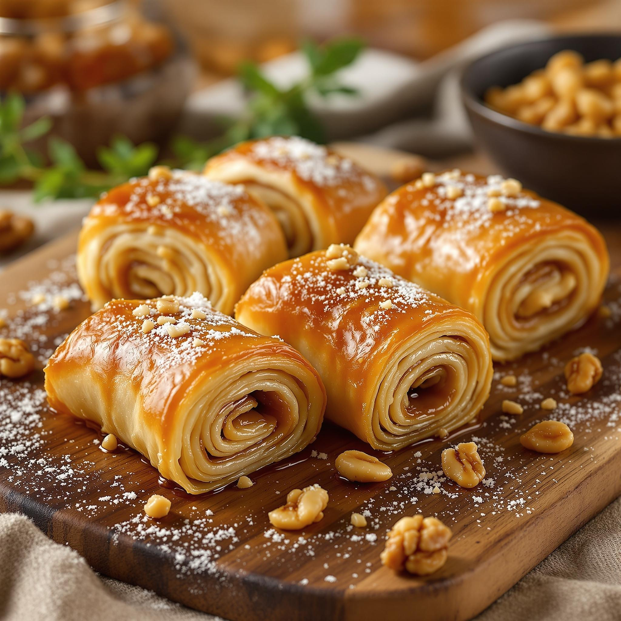 Honey and Walnut Baklava Rolls