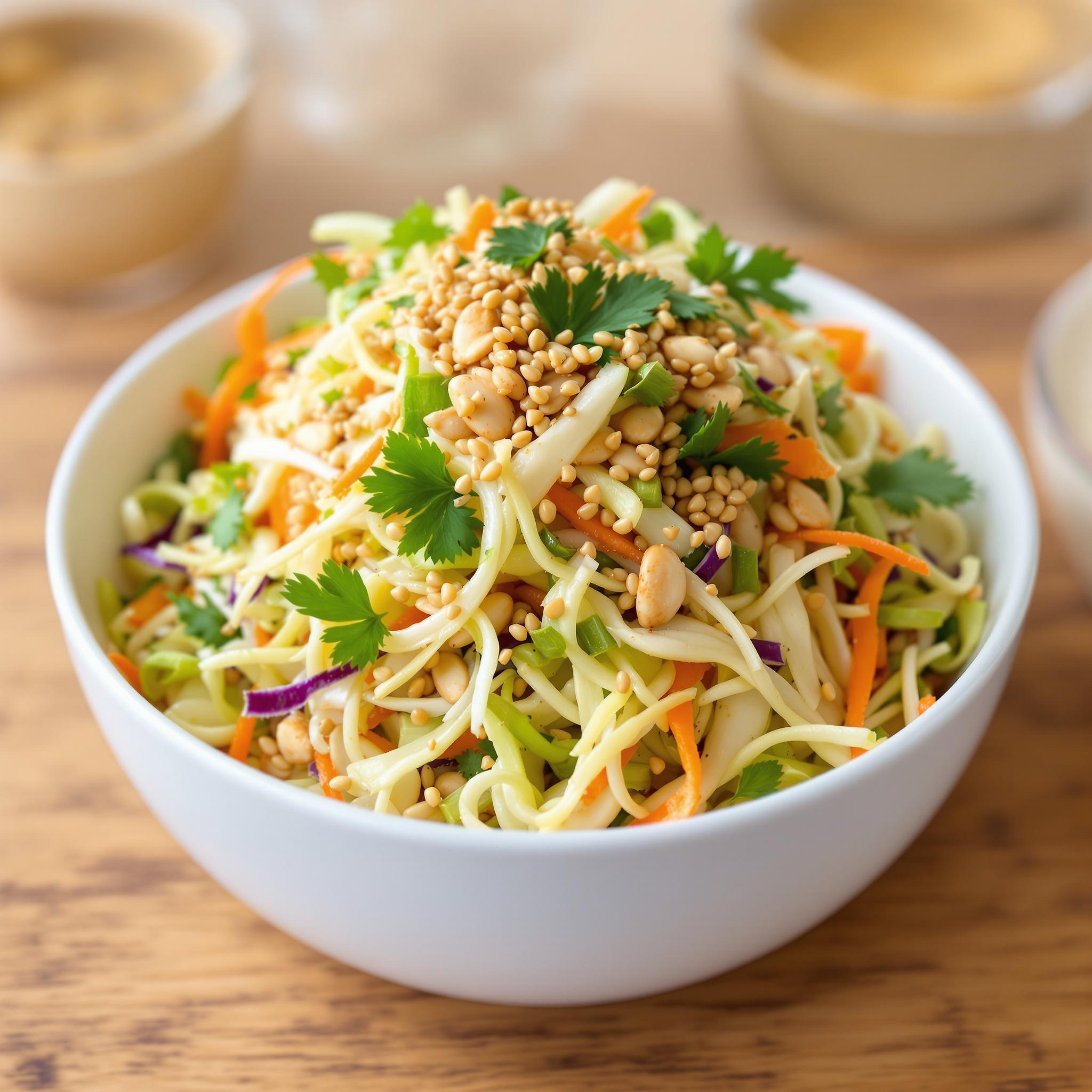 Crunchy Cabbage and Almond Salad with Sesame Dressing