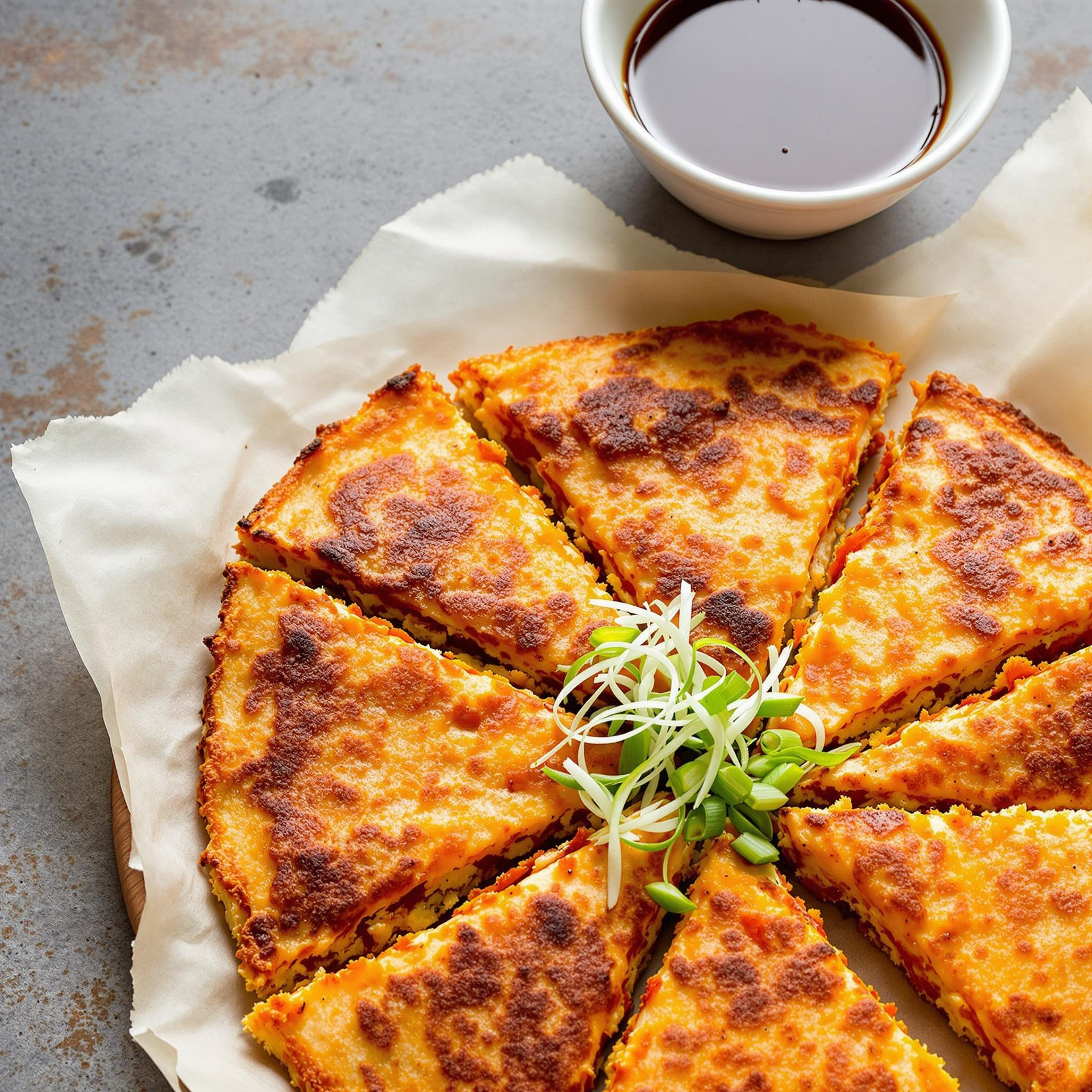 Spicy Kimchi Pancakes with Dipping Sauce