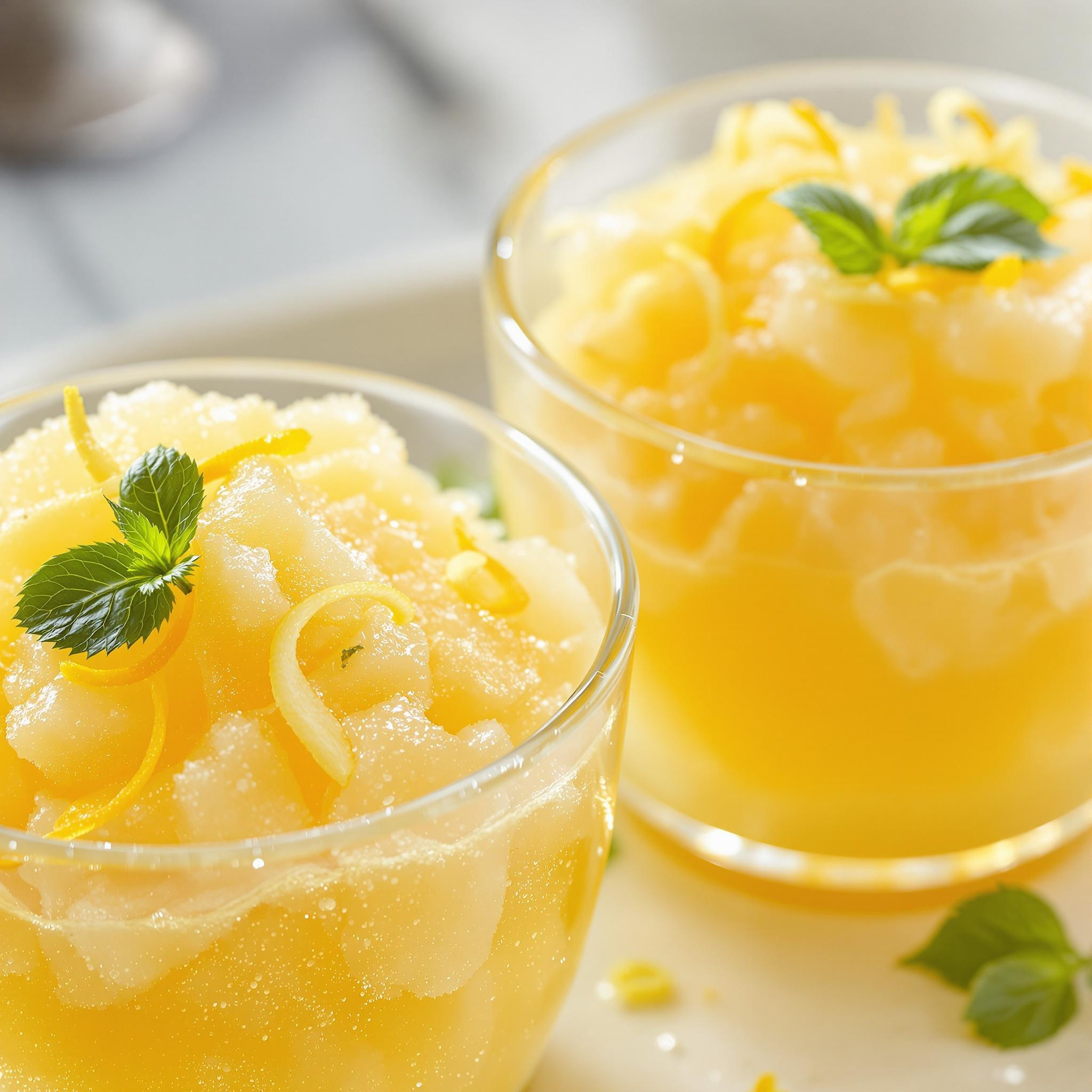 Almond and Citrus Granita with Basil Syrup