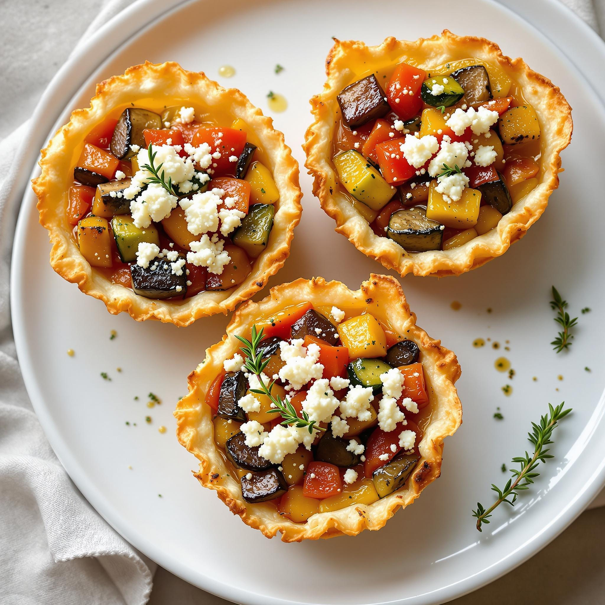 Ratatouille Tartlets with Goat Cheese and Thyme